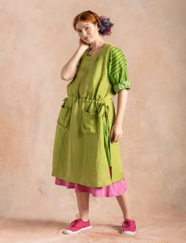 Geweven jurk van linnen/modal - kiwi