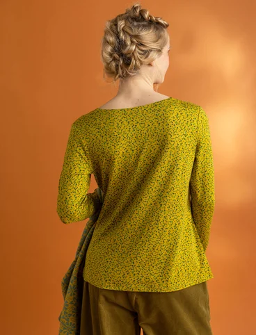 “Helga” jersey top in lyocell/spandex - olive oil/patterned