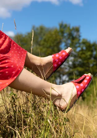 Sandales "Amber" en tissu imprimé numériquement - rouge perroquet