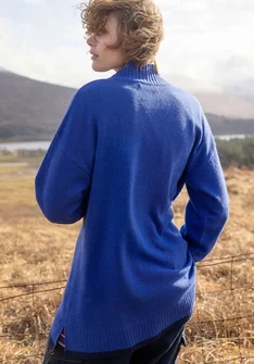 Lambswool blend knit tunic - klein blue