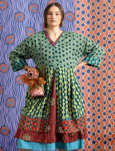 Robe "Zazu" en coton biologique tissé - vert paon