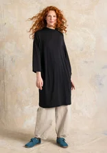 “Hillevi” floral/solid-colour lyocell/elastane jersey dress - black