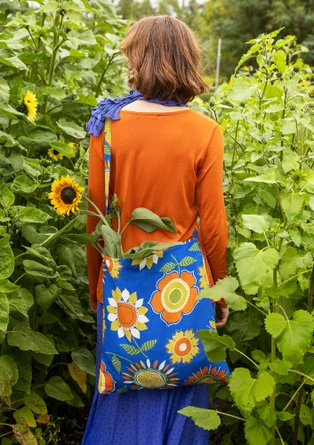 Tasche „Sunflower“ aus Öko-Baumwolle/Leinen - kornblumenblau