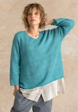 Sweater in an alpaca blend - teal/melange