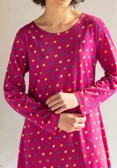 “1964” dotted jersey dress in cotton/modal - cochineal