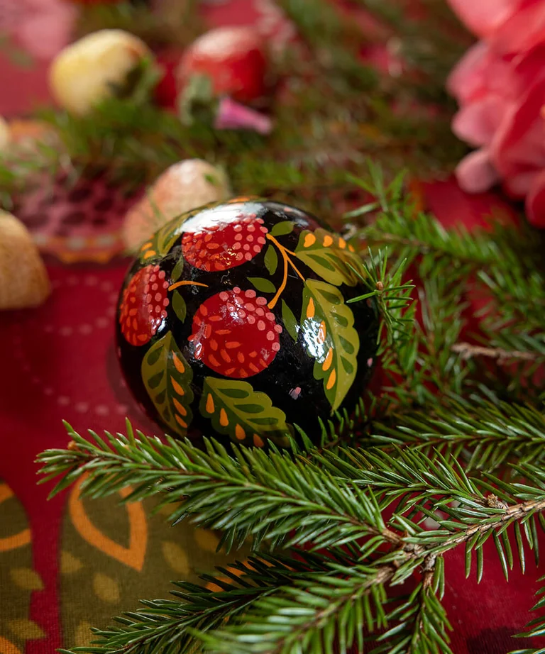 Hand-painted Christmas bauble from Gudrun Sjödén. 