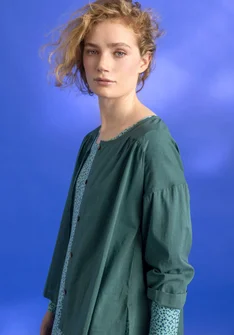 Blouse tissée « Hedda » en coton biologique - vert opale