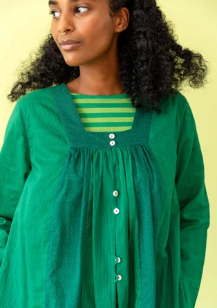 Blouse d’artiste "Agnes" en coton biologique tissé - vert forêt humide