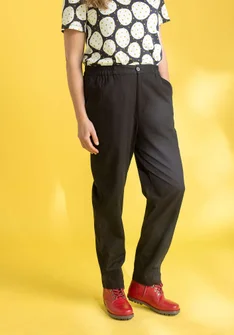 Woven pants in organic cotton dobby - black