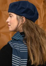 “Sylvi” rib-knit scarf in organic cotton/wool - Pacific blue