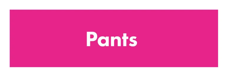 A pink card with “Trousers” written in white.