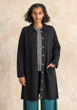 “Wilma” patterned and solid-colour long cardigan in lambswool - black