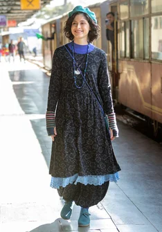 “Lambadi” patterned lyocell/elastane dress - black