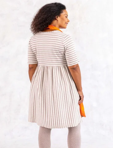 Striped jersey dress in organic cotton - ecru/light potato