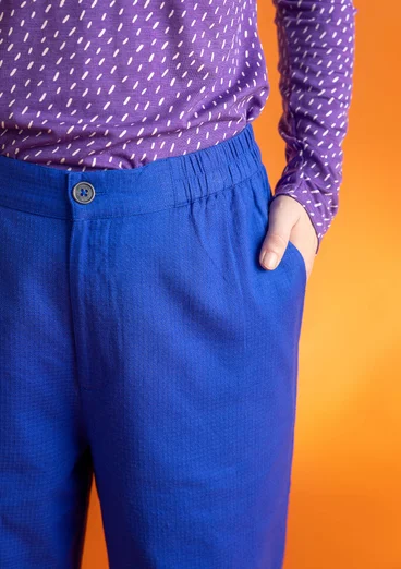 Woven pants in organic cotton dobby - brilliant blue