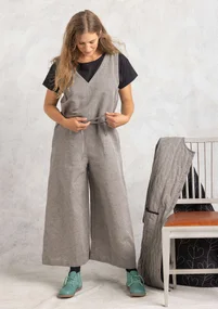 “Idun” woven organic cotton/linen dungarees - iron grey