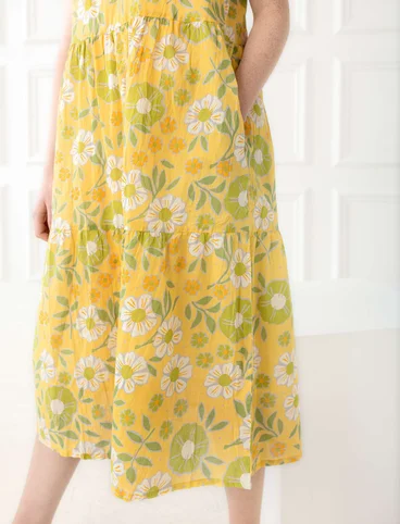 Vevd kjole «Bouquet» i økologisk bomull - gullregn