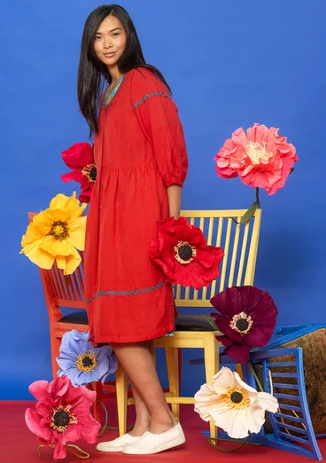 “Margit” woven linen/modal dress - parrot red