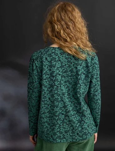 Top en jersey « Ylva » en coton biologique/élasthanne - malachite/motif