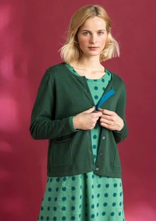 Cardigan in organic/recycled cotton - dark green