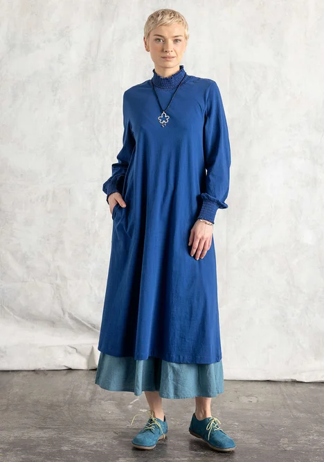 Organic cotton jersey dress - indigo blue