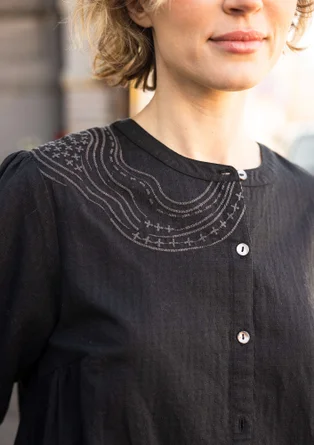 Blouse "River" en coton biologique/lin - noir