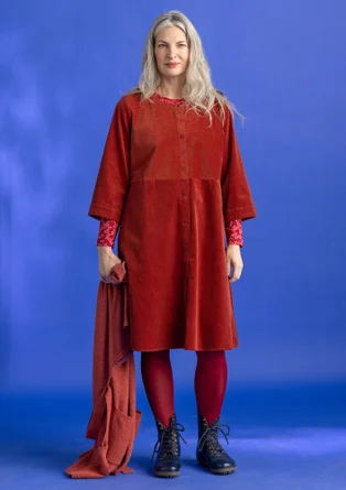 Corduroy dress in organic cotton/spandex - rust