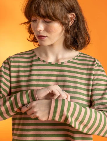 Essential striped sweater in organic cotton - ash pink/grass green