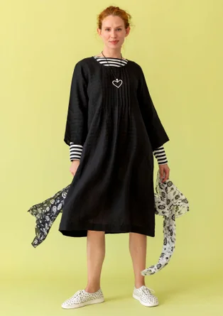 “Vera” woven dress in linen - black