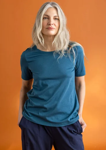 “Tyra” jersey top in organic cotton/modal - dark petrol blue