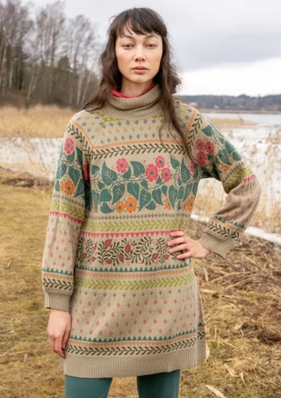 “Borealis” knit tunic in organic and recycled cotton/wool - light sage