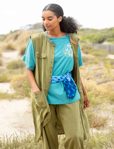 Woven “Safari” dress in organic cotton/linen - cedar