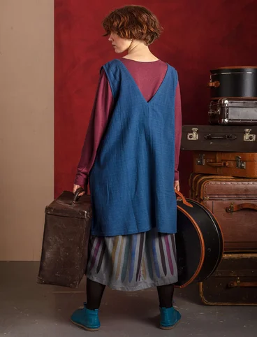 Woven dress in organic cotton - indigo
