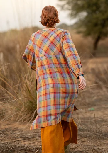 “Skagen” woven dress in organic cotton - burnt sienne