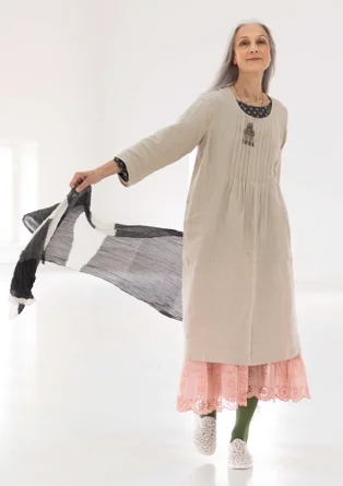 “Vera” woven dress in linen - dark natural