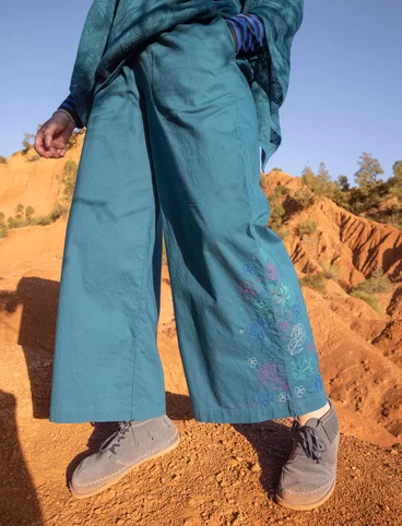 “Patricia” pants in organic cotton - petrol blue