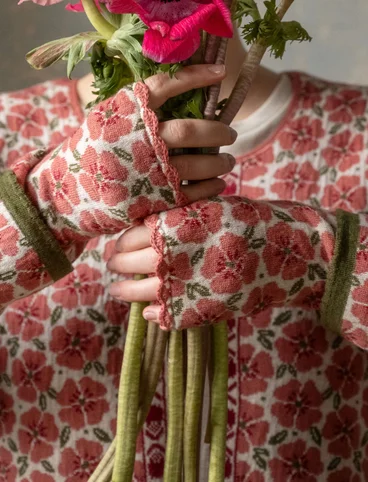 Torgvante "Anemone" i ekologisk ull - mörk lilja