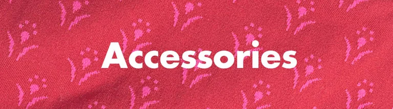 A striped pattern with the word “Accessories” in white.