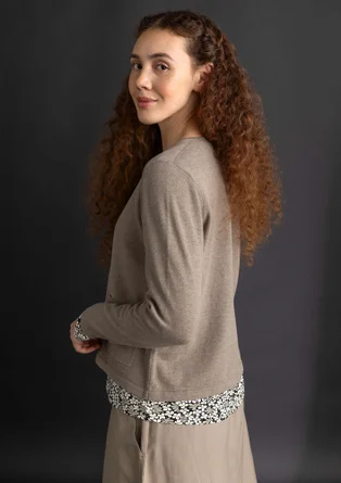 Cardigan in organic/recycled cotton - mole/melange