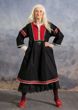 Webkleid „Prairie“ aus Bio-Baumwolle/Leinen - schwarz