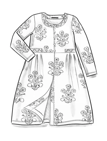 “Nila” organic cotton/recycled polyester velour coat dress - dark lily