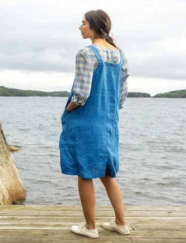 Geweven jurk "Vinga" van linnen - vlasblauw
