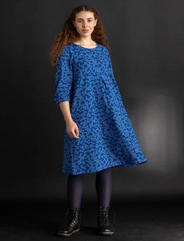 “Ylva” organic cotton/elastane jersey dress - flax blue/patterned