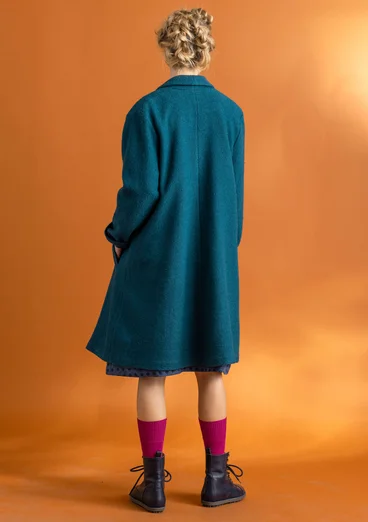 Coat in a wool blend - dark petrol blue