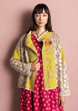 “Viktoria” wrap cardigan in lambswool/cotton - mole