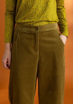 Pantalon en velours côtelé de coton/élasthanne - olive foncé