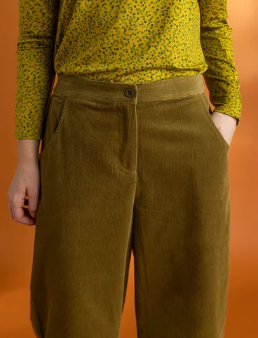 Pantalon en velours côtelé de coton/élasthanne - olive foncé