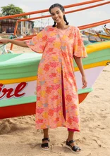 “Pearl” woven viscose/linen dress - water lily