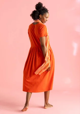 “June” organic cotton jersey dress - lava red