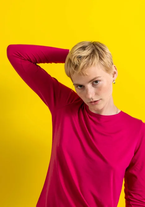 “Bianca” lyocell/elastane jersey top - cyklamen